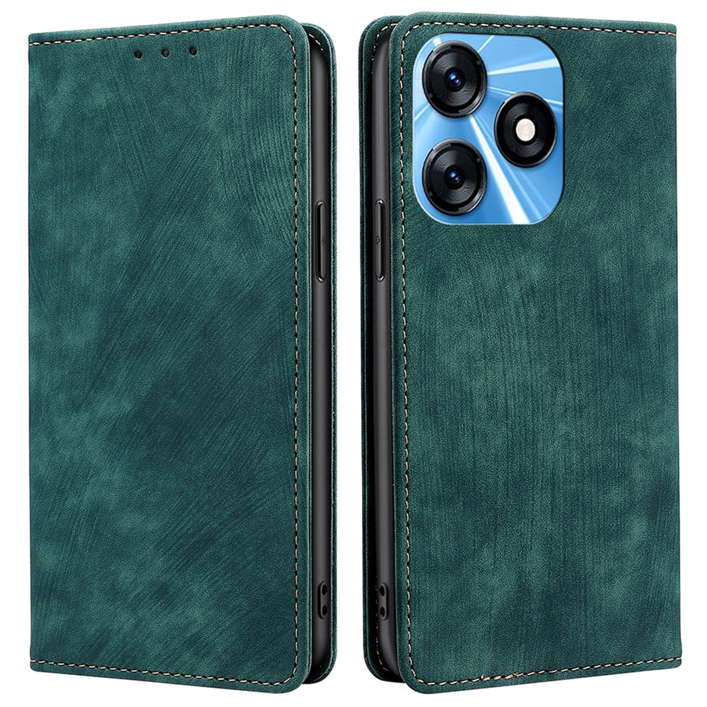 RFID Blocking Cover for Tecno Spark 10 4G Shell with Stand Wallet PU Leather Bump Proof Cellphone Case
