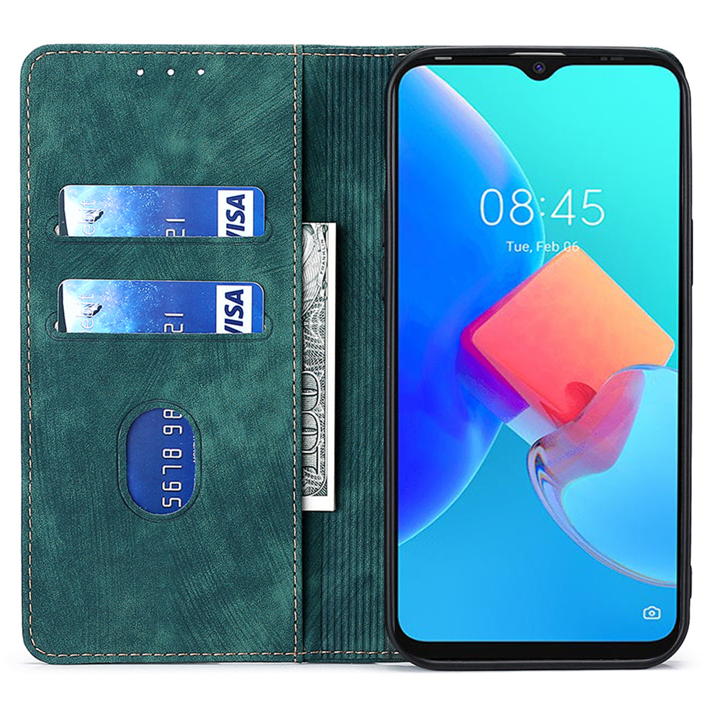 RFID Blocking Cover for Tecno Spark 10 4G Shell with Stand Wallet PU Leather Bump Proof Cellphone Case
