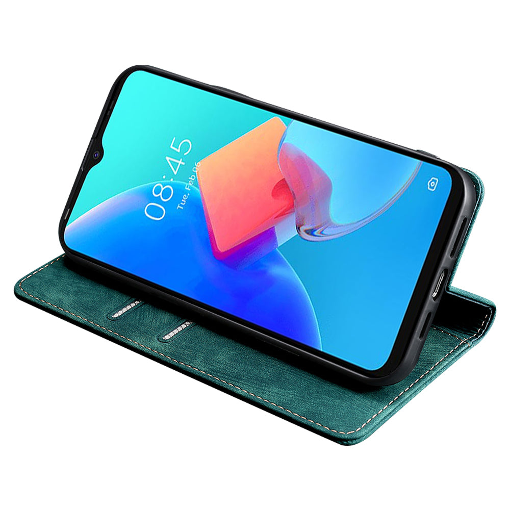 RFID Blocking Cover for Tecno Spark 10 4G Shell with Stand Wallet PU Leather Bump Proof Cellphone Case