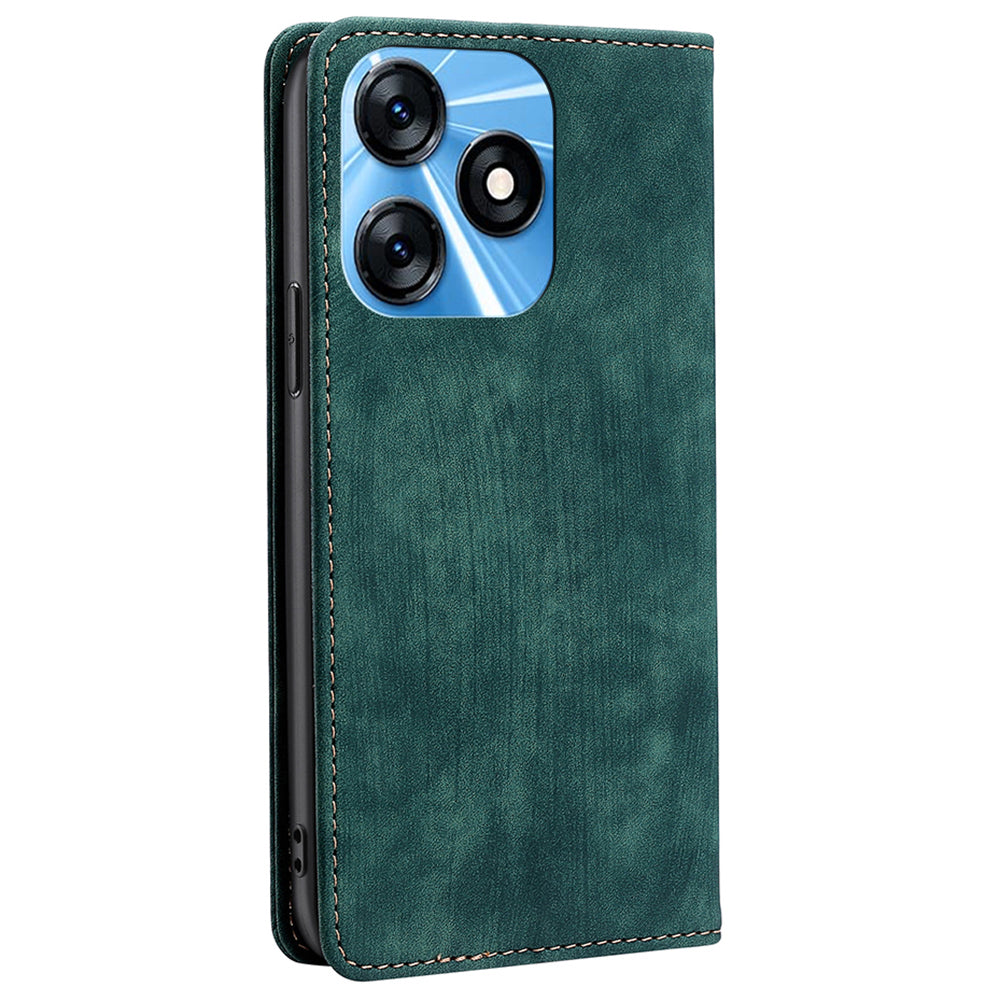 RFID Blocking Cover for Tecno Spark 10 4G Shell with Stand Wallet PU Leather Bump Proof Cellphone Case