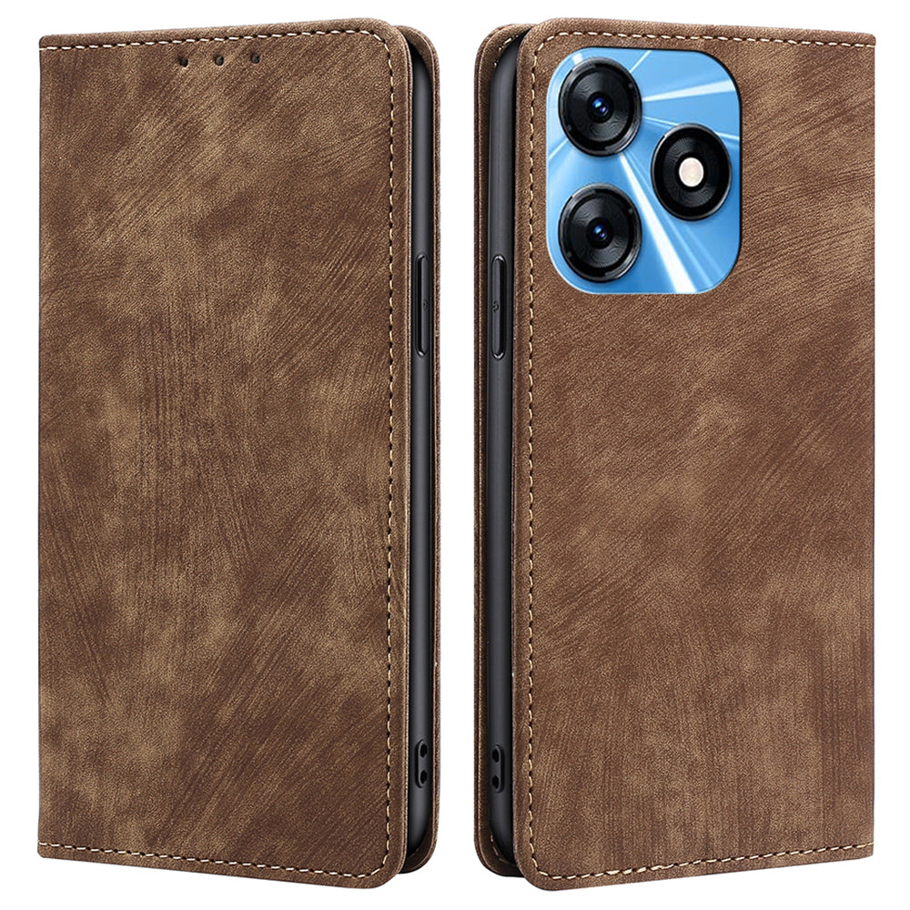 RFID Blocking Cover for Tecno Spark 10 4G Shell with Stand Wallet PU Leather Bump Proof Cellphone Case