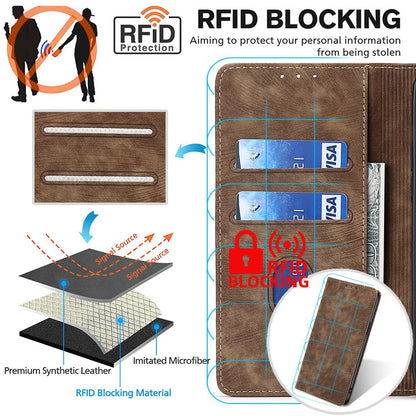 RFID Blocking Cover for Tecno Spark 10 4G Shell with Stand Wallet PU Leather Bump Proof Cellphone Case