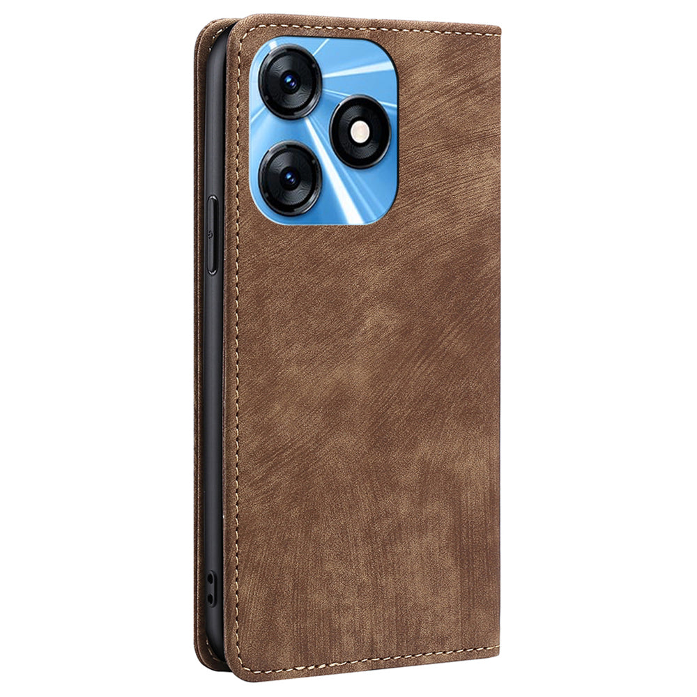 RFID Blocking Cover for Tecno Spark 10 4G Shell with Stand Wallet PU Leather Bump Proof Cellphone Case