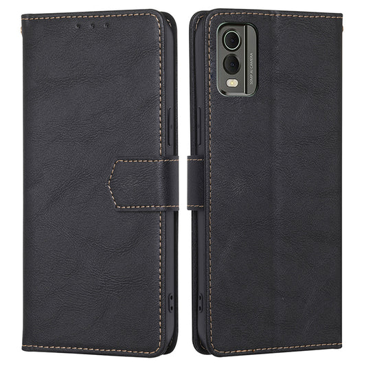 For Nokia C32 Cowhide Texture Phone Wallet Case PU Leather RFID Blocking Stand Phone Cover