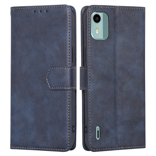 Cowhide Texture Phone Case for Nokia C12 4G / C12 Pro / Nokia C12 Plus PU Leather RFID Blocking Stand Cover Wallet