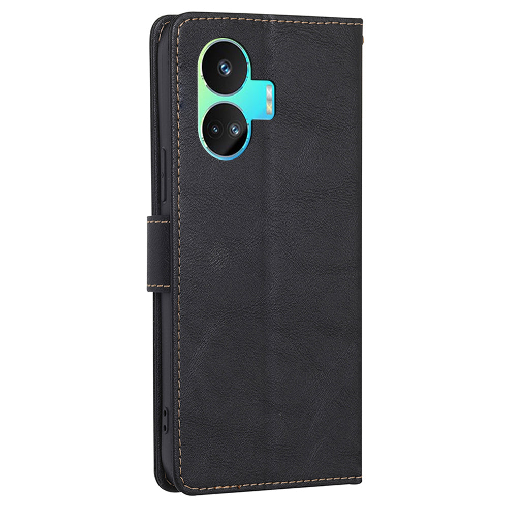 For Realme GT Neo5 SE 5G Stand Cowhide Texture Phone Wallet Case PU Leather RFID Blocking Phone Cover