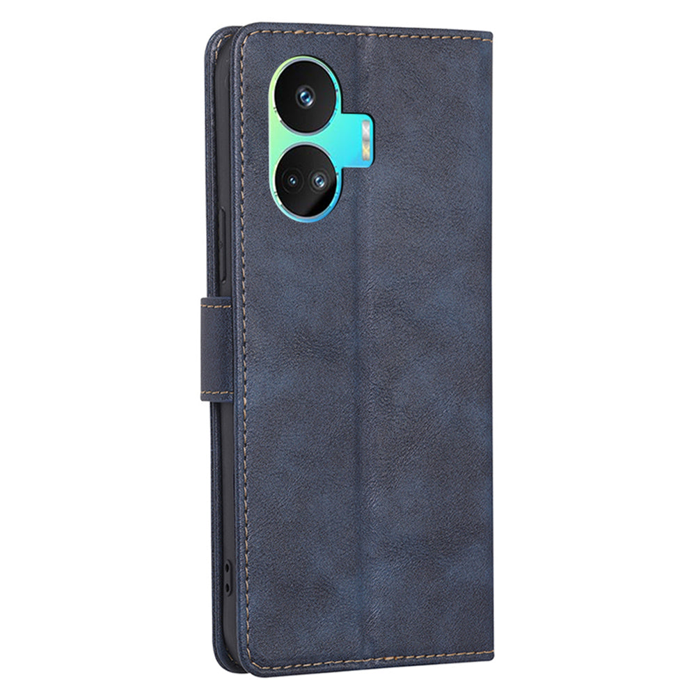 For Realme GT Neo5 SE 5G Stand Cowhide Texture Phone Wallet Case PU Leather RFID Blocking Phone Cover