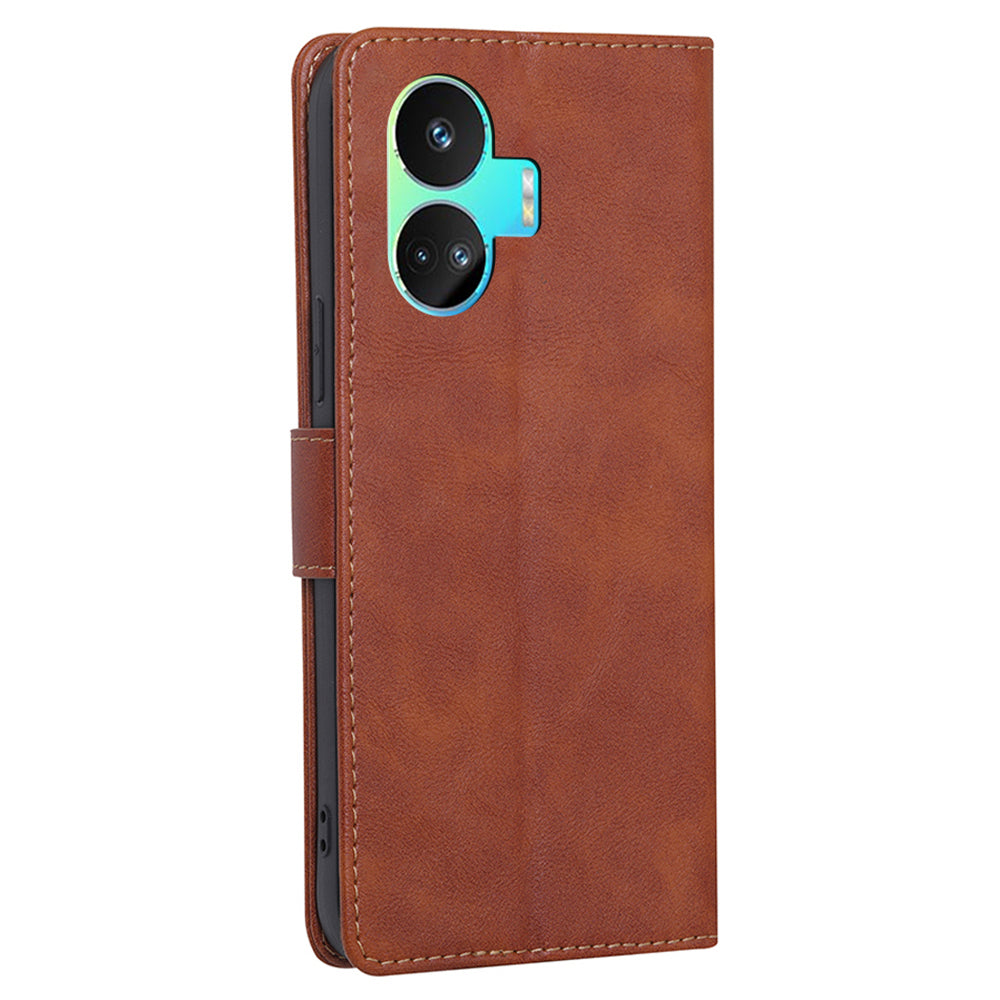 For Realme GT Neo5 SE 5G Stand Cowhide Texture Phone Wallet Case PU Leather RFID Blocking Phone Cover