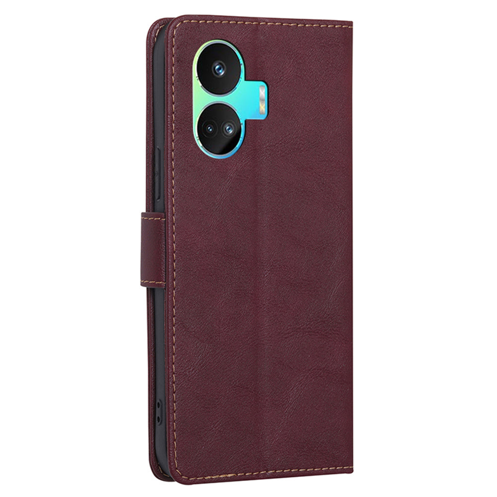 For Realme GT Neo5 SE 5G Stand Cowhide Texture Phone Wallet Case PU Leather RFID Blocking Phone Cover
