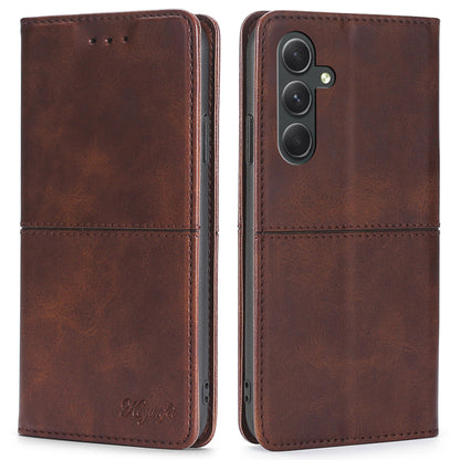 For Samsung Galaxy A54 5G Card Holder PU Leather Phone Cover Cowhide Texture Stand Phone Case
