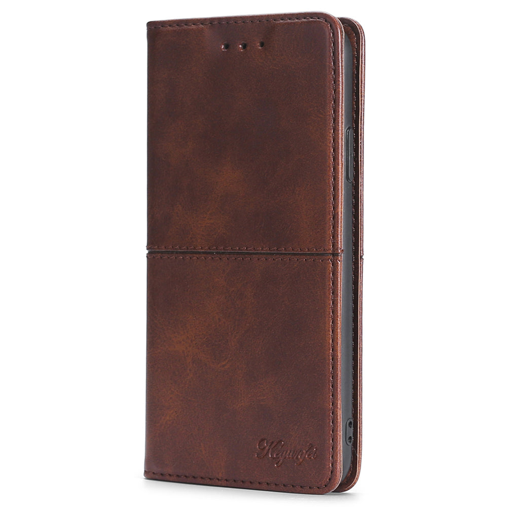 For Samsung Galaxy A54 5G Card Holder PU Leather Phone Cover Cowhide Texture Stand Phone Case
