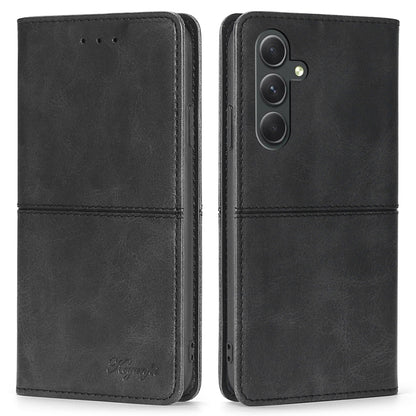 For Samsung Galaxy A54 5G Card Holder PU Leather Phone Cover Cowhide Texture Stand Phone Case