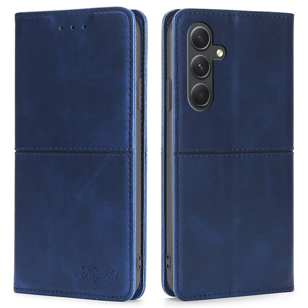 For Samsung Galaxy A54 5G Card Holder PU Leather Phone Cover Cowhide Texture Stand Phone Case