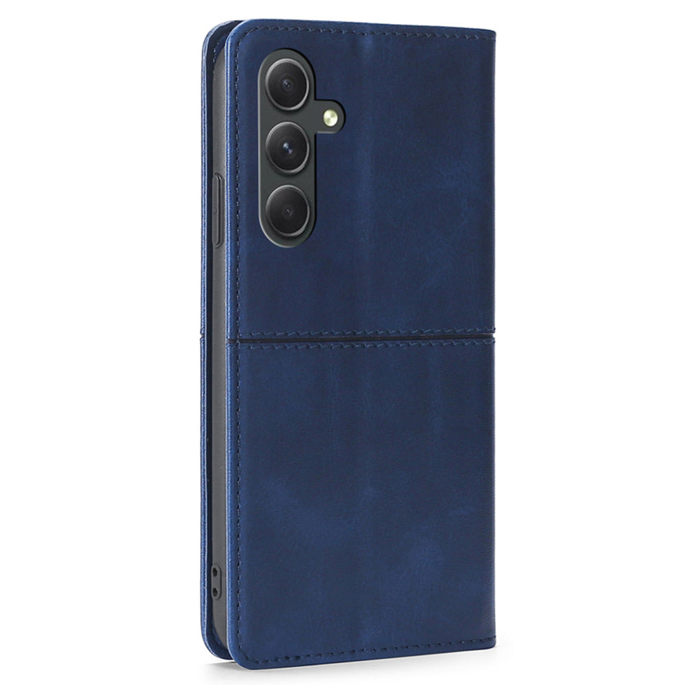 For Samsung Galaxy A54 5G Card Holder PU Leather Phone Cover Cowhide Texture Stand Phone Case