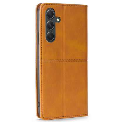 For Samsung Galaxy A54 5G Card Holder PU Leather Phone Cover Cowhide Texture Stand Phone Case