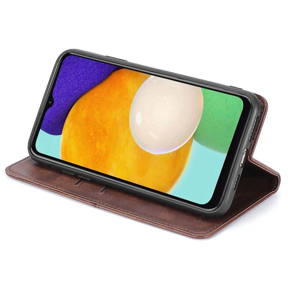 For Samsung Galaxy A54 5G Card Holder PU Leather Phone Cover Cowhide Texture Stand Phone Case