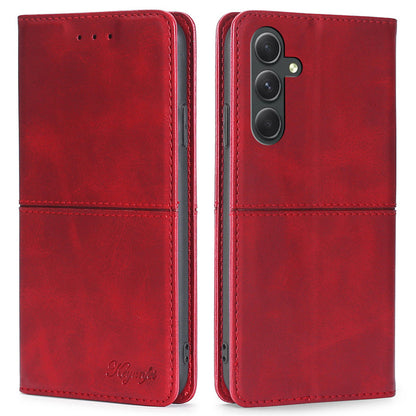 For Samsung Galaxy A54 5G Card Holder PU Leather Phone Cover Cowhide Texture Stand Phone Case