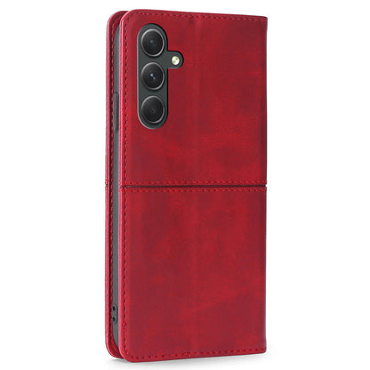 For Samsung Galaxy A54 5G Card Holder PU Leather Phone Cover Cowhide Texture Stand Phone Case