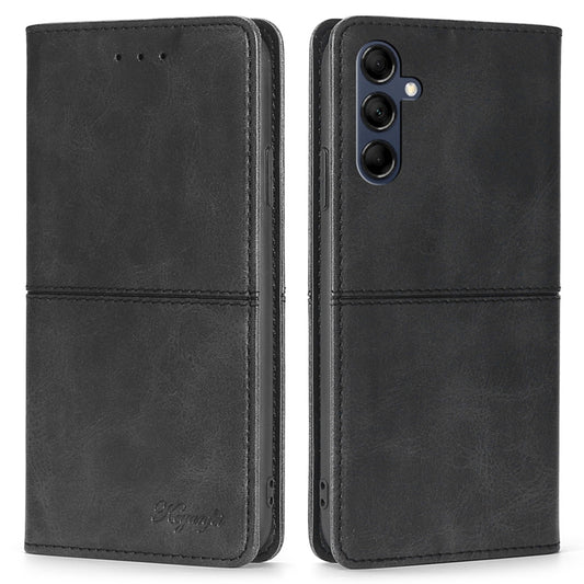 For Samsung Galaxy M14 5G Phone Cover Cowhide Texture PU Leather Stand Phone Case with Card Slots