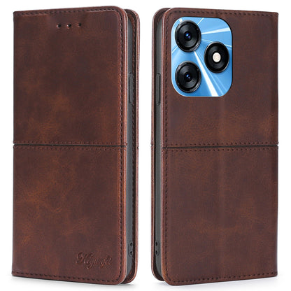 For Tecno Spark 10 4G Phone Cover with Card Slots Cowhide Texture PU Leather Stand Phone Case