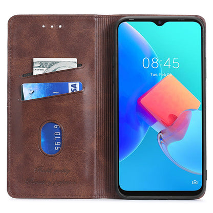 For Tecno Spark 10 4G Phone Cover with Card Slots Cowhide Texture PU Leather Stand Phone Case