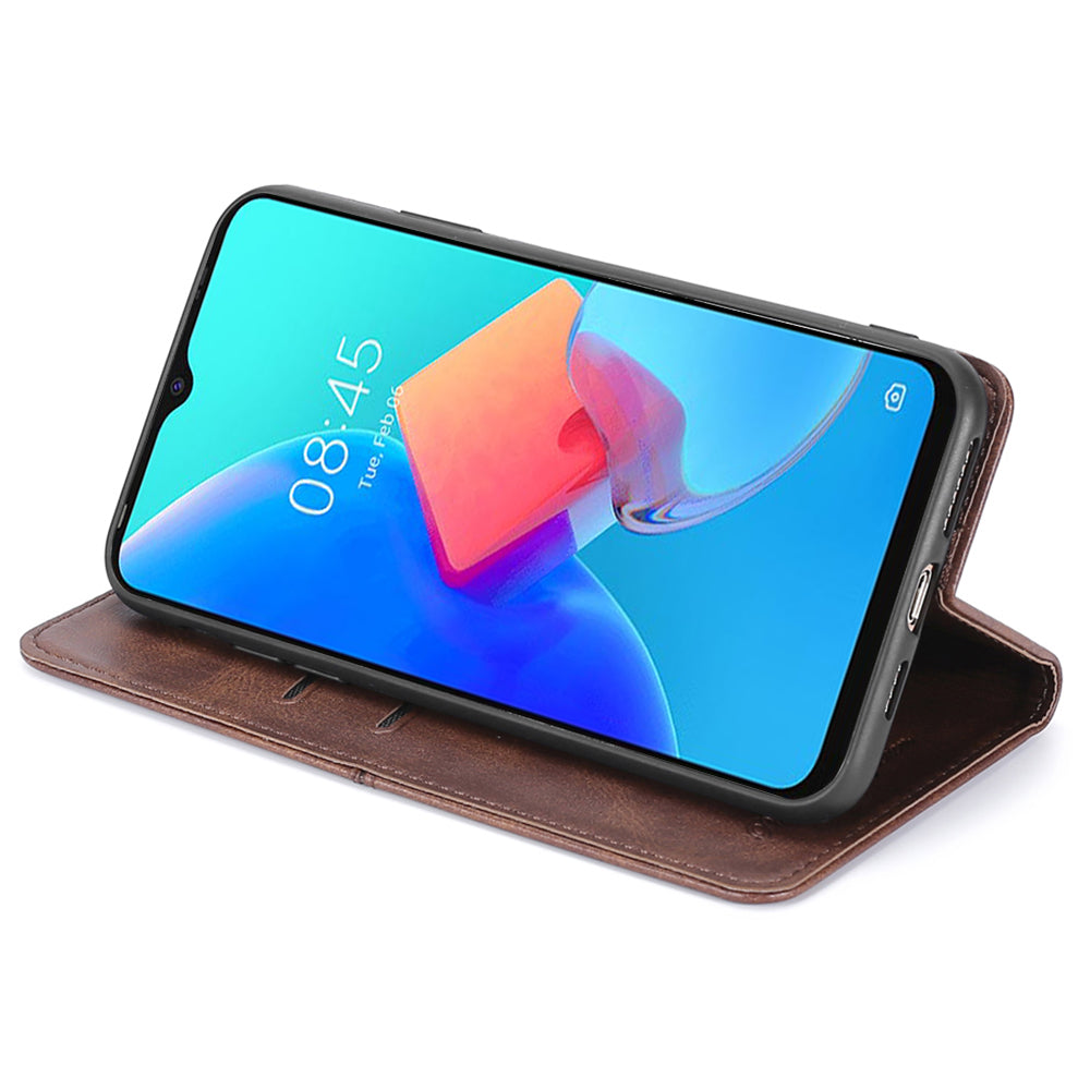 For Tecno Spark 10 4G Phone Cover with Card Slots Cowhide Texture PU Leather Stand Phone Case