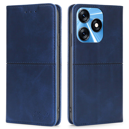 For Tecno Spark 10 4G Phone Cover with Card Slots Cowhide Texture PU Leather Stand Phone Case