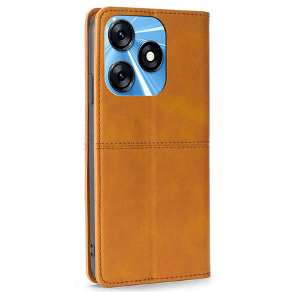 For Tecno Spark 10 4G Phone Cover with Card Slots Cowhide Texture PU Leather Stand Phone Case