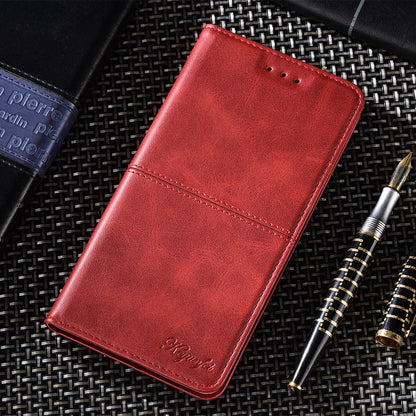 For Tecno Spark 10 4G Phone Cover with Card Slots Cowhide Texture PU Leather Stand Phone Case