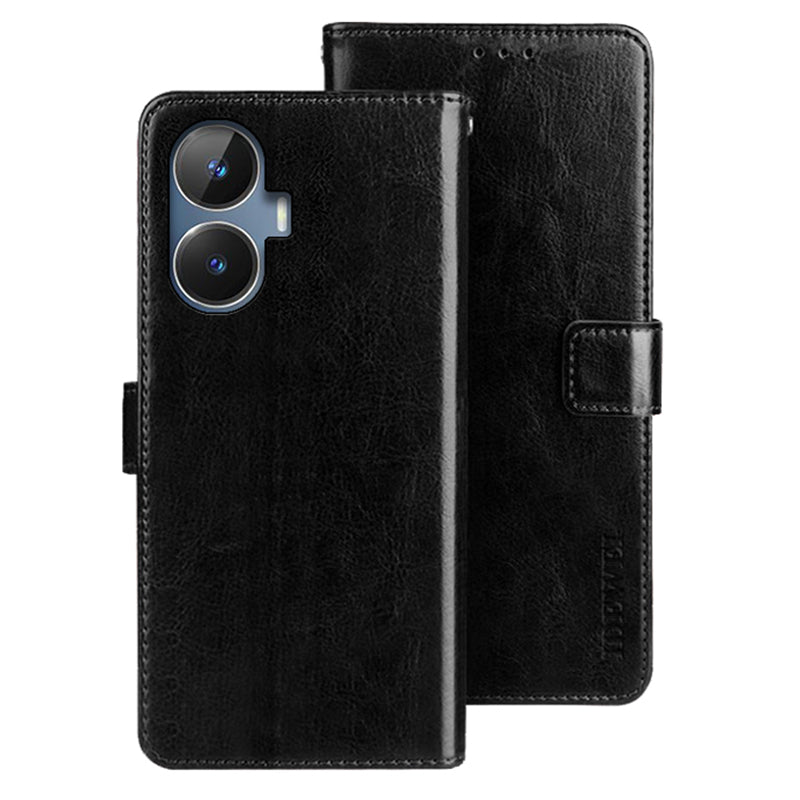 IDEWEI For Realme narzo N55 4G Wallet Phone Case Crazy Horse Texture PU Leather Flip Cover with Stand