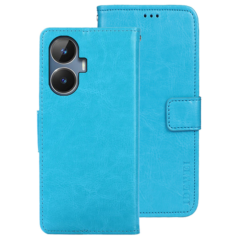 IDEWEI For Realme narzo N55 4G Wallet Phone Case Crazy Horse Texture PU Leather Flip Cover with Stand