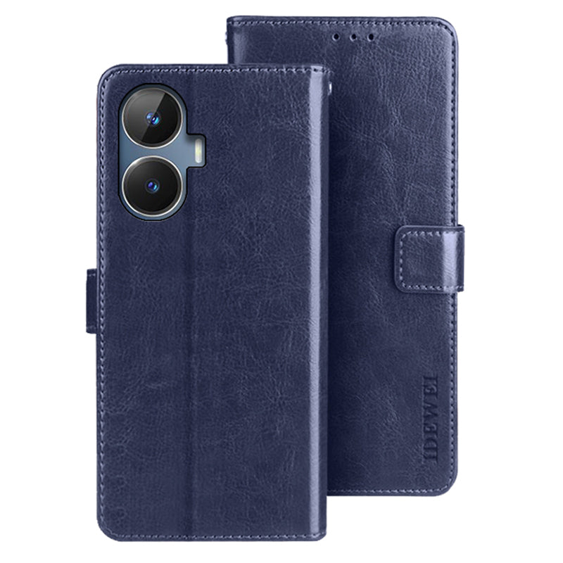 IDEWEI For Realme narzo N55 4G Wallet Phone Case Crazy Horse Texture PU Leather Flip Cover with Stand