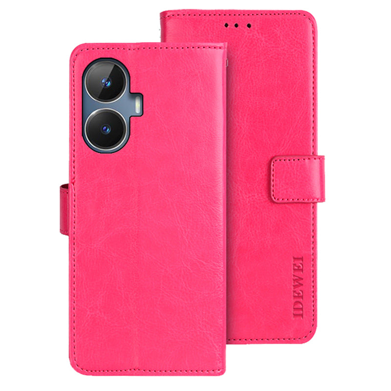 IDEWEI For Realme narzo N55 4G Wallet Phone Case Crazy Horse Texture PU Leather Flip Cover with Stand