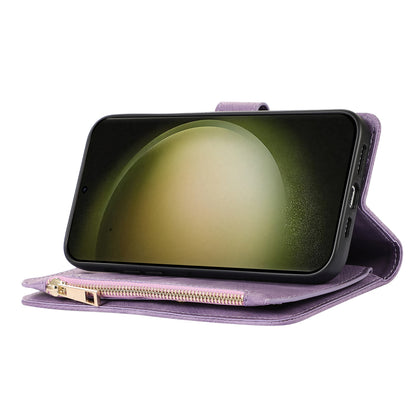 For Samsung Galaxy S23 Ultra Phone Case Multiple Card Slots Rhombus Wallet Phone Shell PU Leather Flip Cover