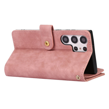 For Samsung Galaxy S23 Ultra Phone Case Multiple Card Slots Rhombus Wallet Phone Shell PU Leather Flip Cover