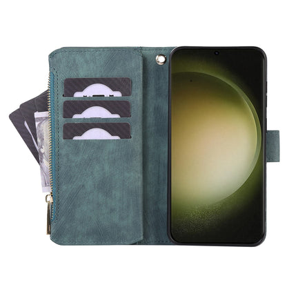 For Samsung Galaxy S23 Ultra Phone Case Multiple Card Slots Rhombus Wallet Phone Shell PU Leather Flip Cover