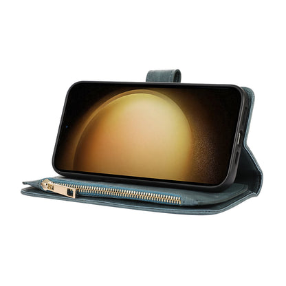 For Samsung Galaxy S23 Phone Case Multiple Card Slots Rhombus PU Leather Flip Cover with Zippered Pocket