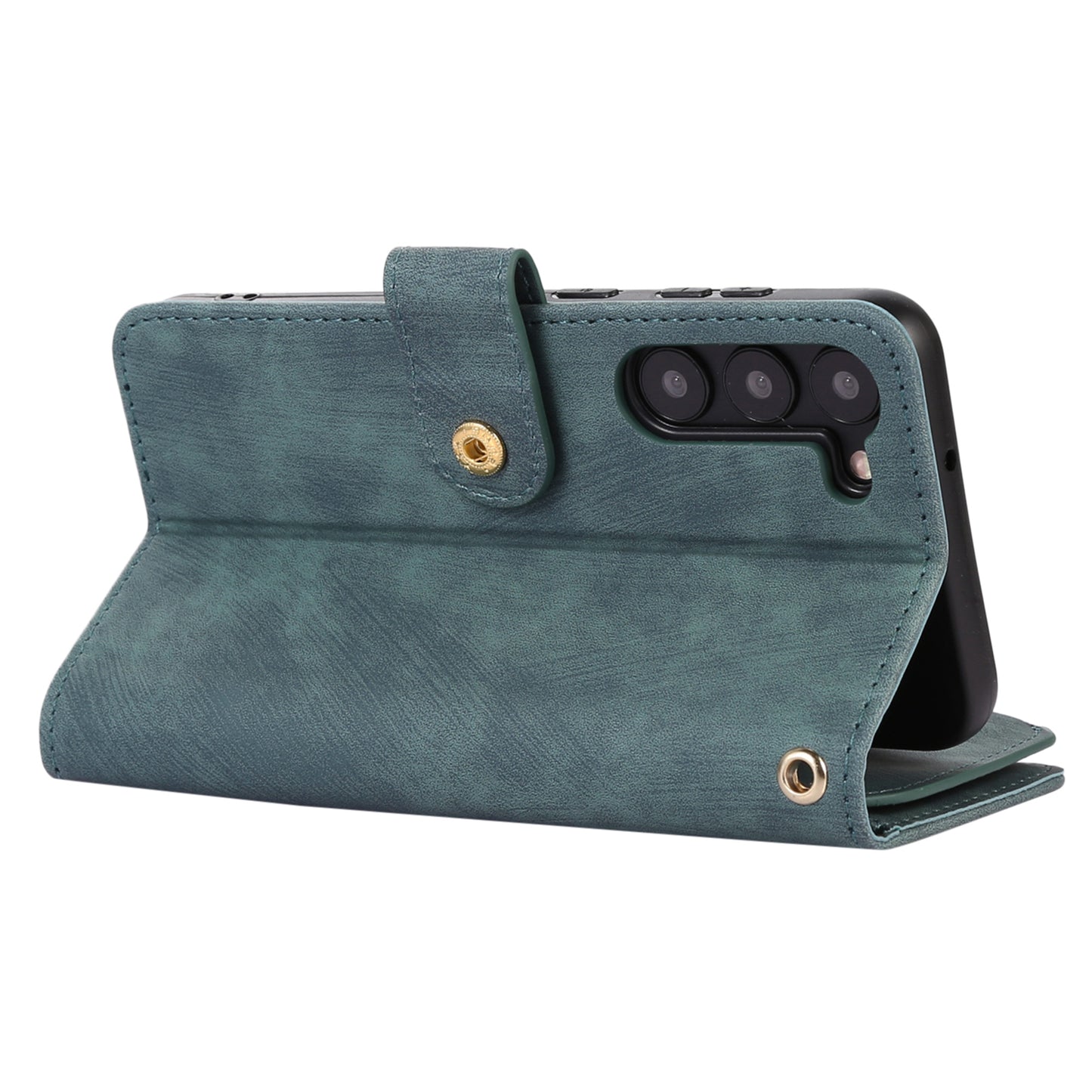 For Samsung Galaxy S23 Phone Case Multiple Card Slots Rhombus PU Leather Flip Cover with Zippered Pocket