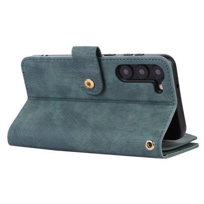 For Samsung Galaxy S23 Phone Case Multiple Card Slots Rhombus PU Leather Flip Cover with Zippered Pocket