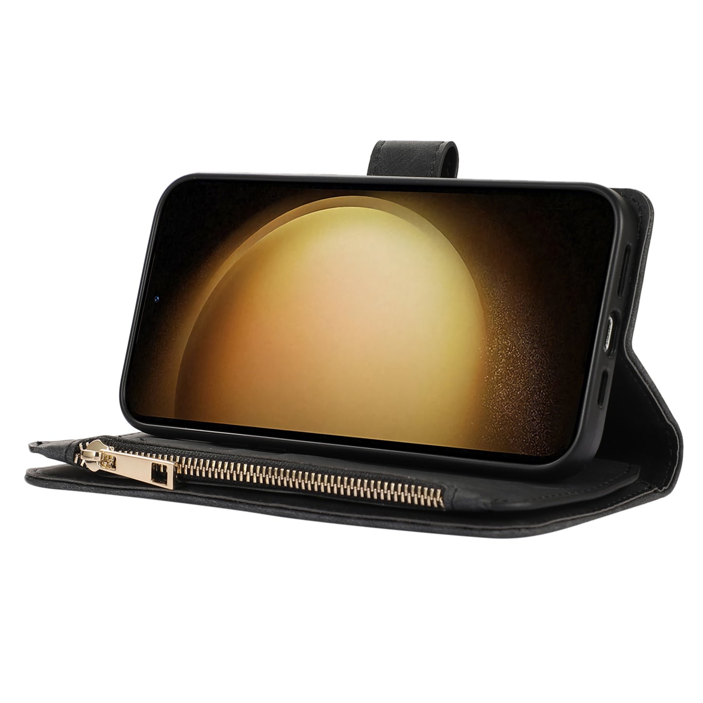 For Samsung Galaxy S23 Phone Case Multiple Card Slots Rhombus PU Leather Flip Cover with Zippered Pocket