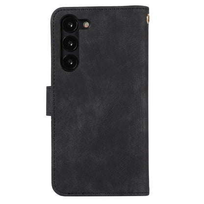 For Samsung Galaxy S23 Phone Case Multiple Card Slots Rhombus PU Leather Flip Cover with Zippered Pocket