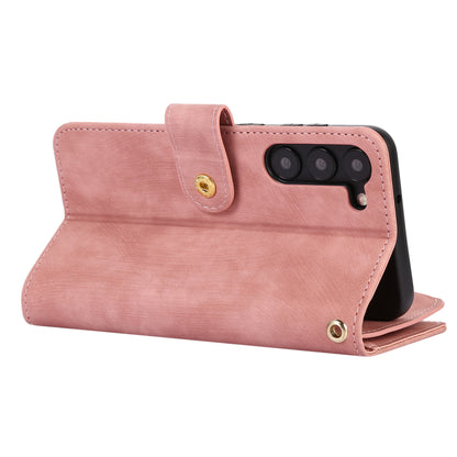 For Samsung Galaxy S23 Phone Case Multiple Card Slots Rhombus PU Leather Flip Cover with Zippered Pocket