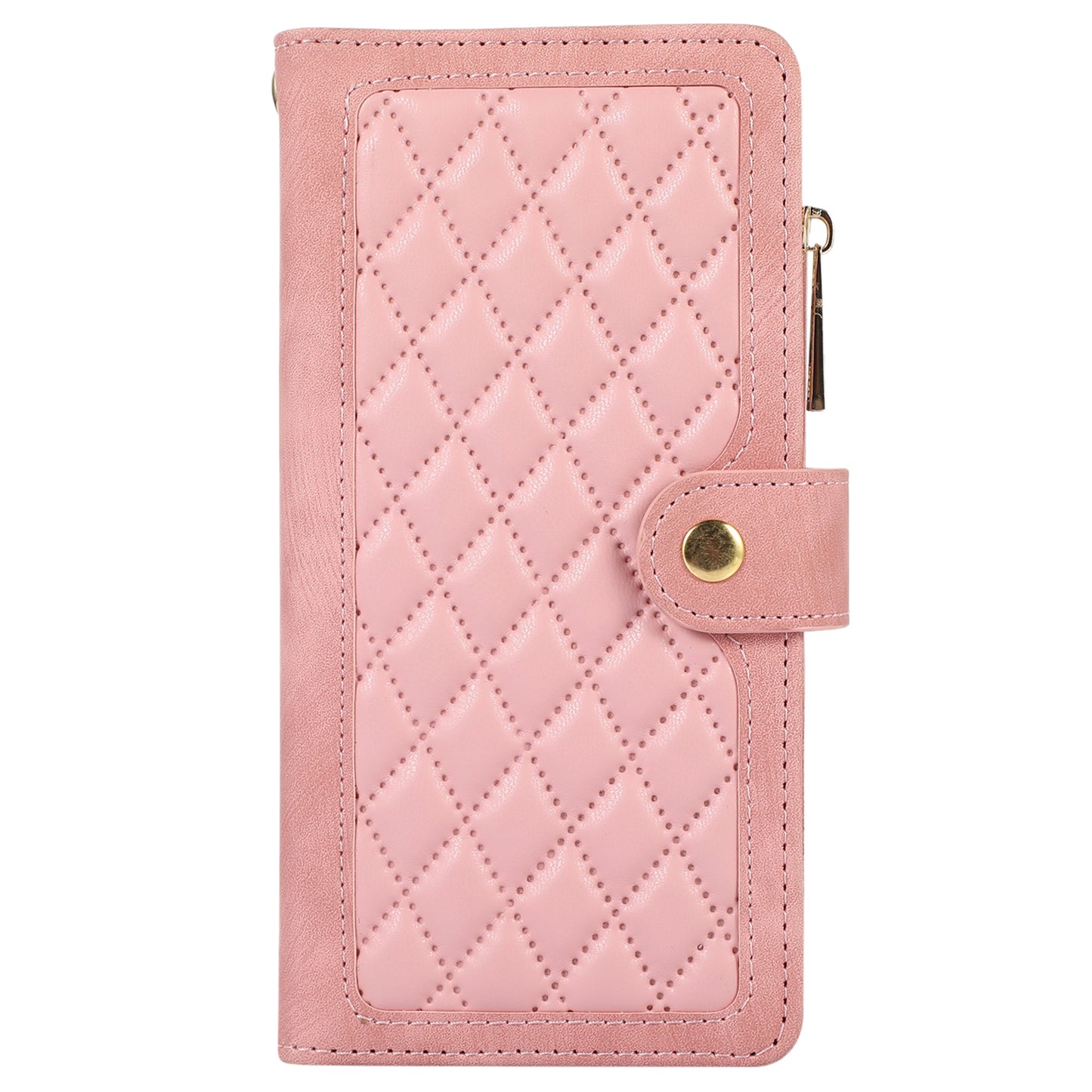 For Samsung Galaxy S23 Phone Case Multiple Card Slots Rhombus PU Leather Flip Cover with Zippered Pocket