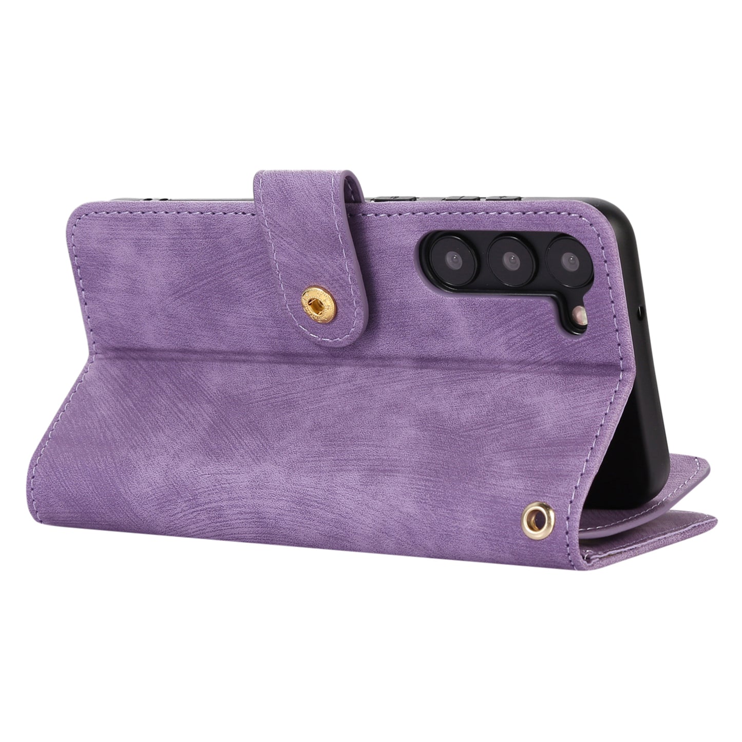 For Samsung Galaxy S23 Phone Case Multiple Card Slots Rhombus PU Leather Flip Cover with Zippered Pocket