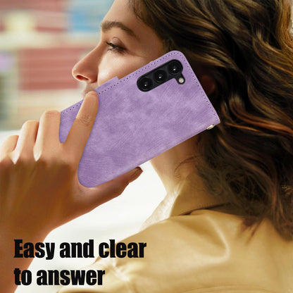 For Samsung Galaxy S23 Phone Case Multiple Card Slots Rhombus PU Leather Flip Cover with Zippered Pocket