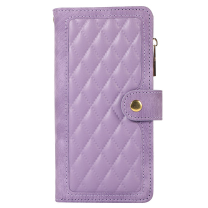 For Samsung Galaxy S23 Phone Case Multiple Card Slots Rhombus PU Leather Flip Cover with Zippered Pocket