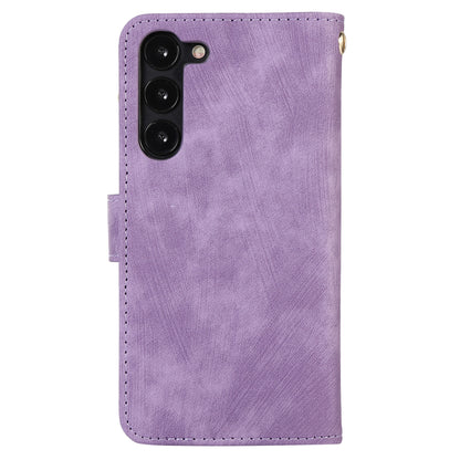 For Samsung Galaxy S23 Phone Case Multiple Card Slots Rhombus PU Leather Flip Cover with Zippered Pocket