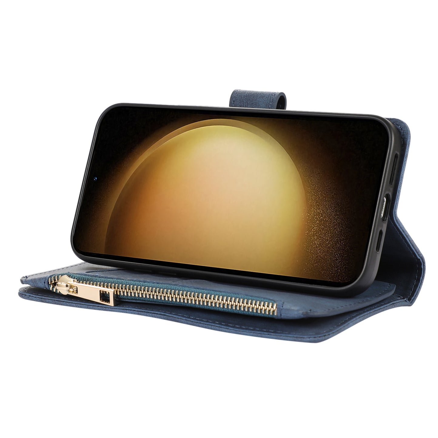 For Samsung Galaxy S23 Phone Case Multiple Card Slots Rhombus PU Leather Flip Cover with Zippered Pocket