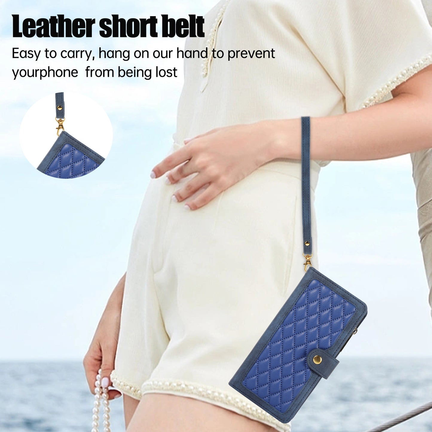 For Samsung Galaxy S23 Phone Case Multiple Card Slots Rhombus PU Leather Flip Cover with Zippered Pocket