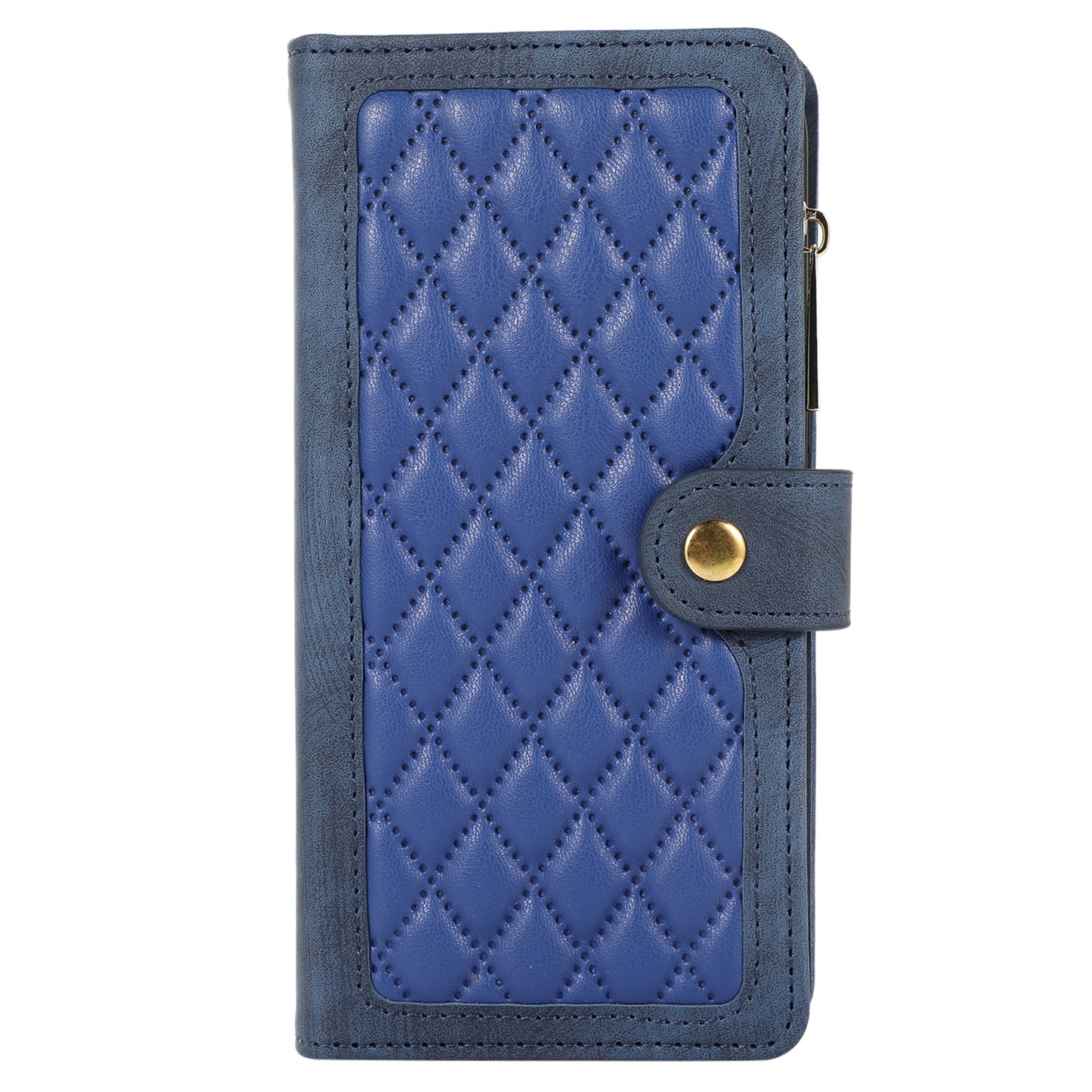 For Samsung Galaxy S23 Phone Case Multiple Card Slots Rhombus PU Leather Flip Cover with Zippered Pocket